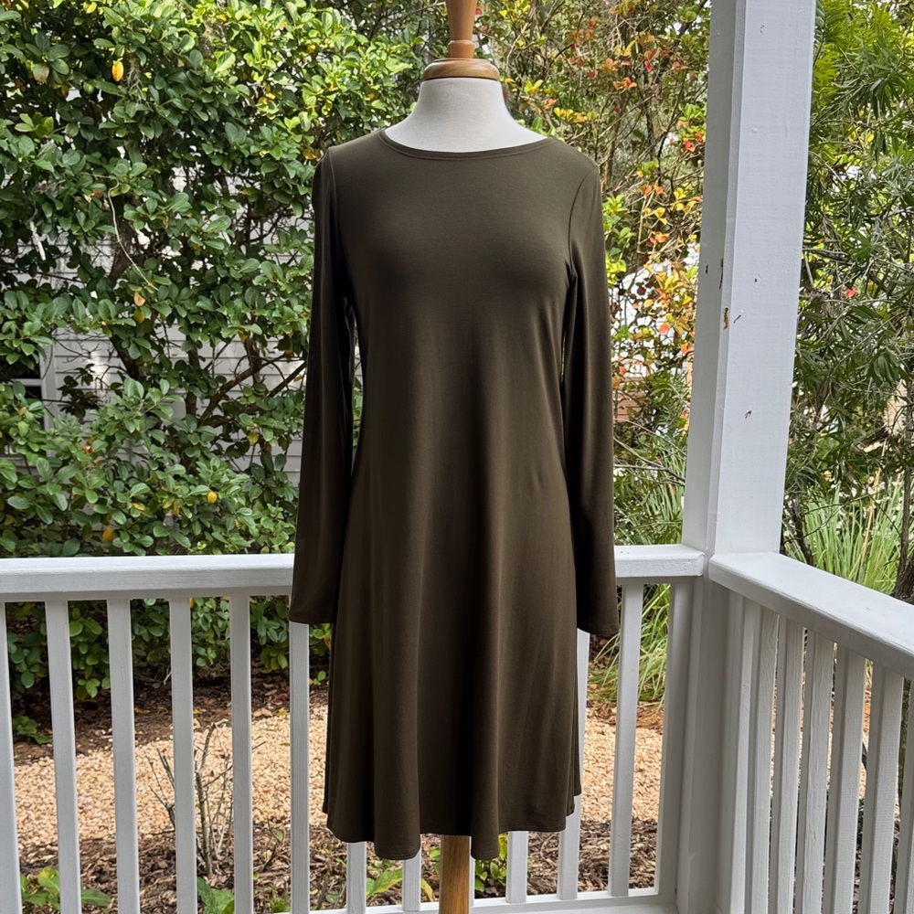 Eileen Fisher Long Sleeve Dress in Olive
